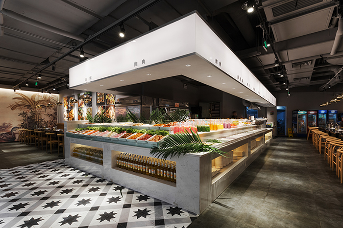 200平米自助烤肉店鋪，工作臺(tái)裝修效果