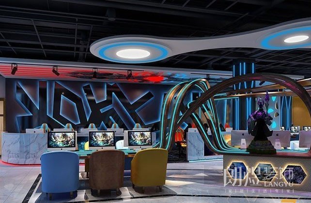 電競(jìng)網(wǎng)咖裝修設(shè)計(jì)大廳效果圖