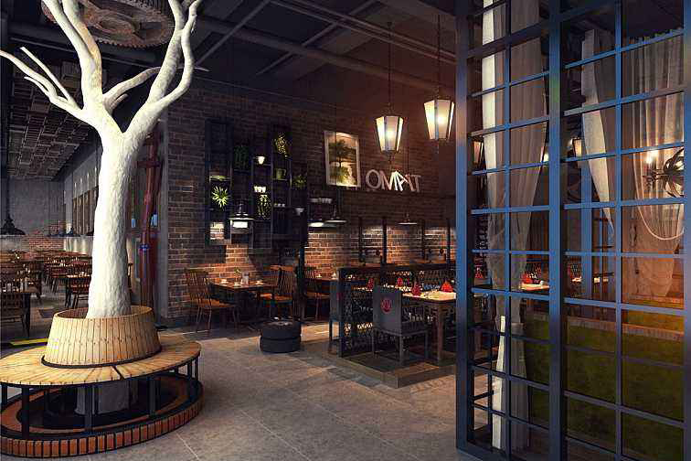 工業(yè)風火鍋店設計效果圖