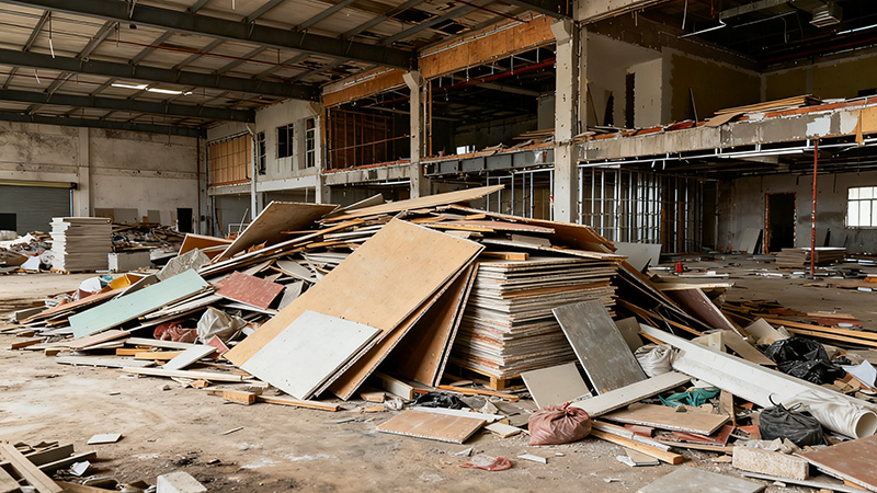 廠房裝修現(xiàn)場材料堆放雜亂