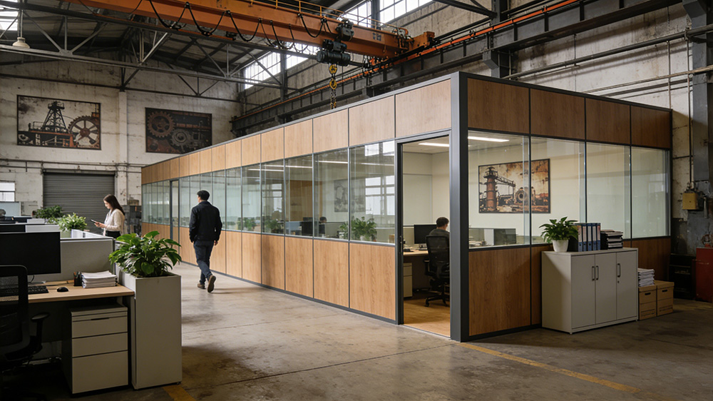 鋼結構廠房內(nèi)辦公隔墻圖4