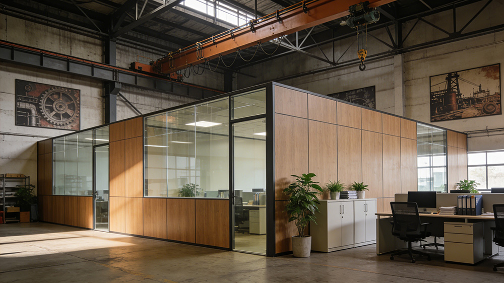 鋼結構廠房內(nèi)辦公隔墻圖7