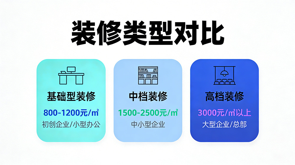 辦公室裝修檔次對(duì)比圖