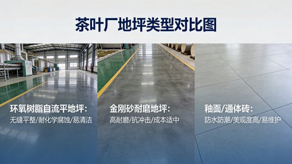 茶葉廠加工車(chē)間地面選材PK：環(huán)氧地坪、金剛砂、瓷磚哪種更適合你？